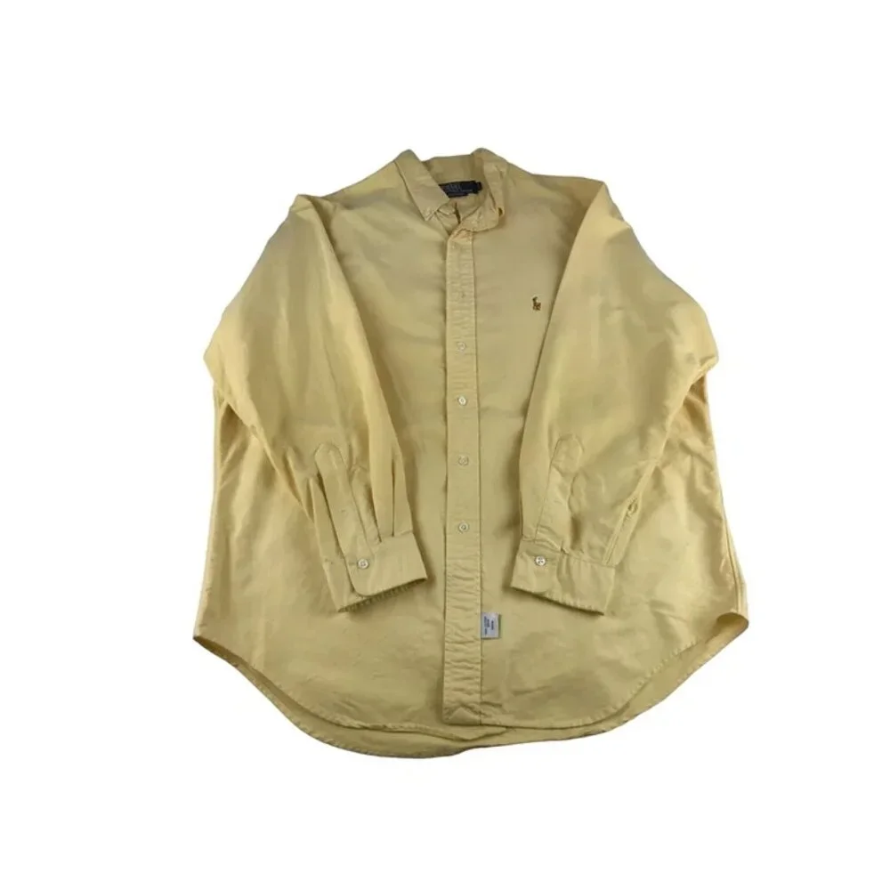 VTG 80s-90s era Polo‎ by Ralph Lauren Mens Yellow Long Sleeve Shirt Size 17-34